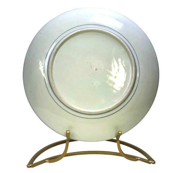 Antique Japanese Meiji Period 15" Charger Blue and White Landscape Arita Ware - Picture 7 of 8